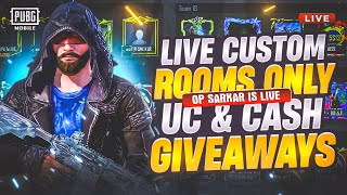 PUBG MOBILE LIVE UC CUSTOM ROOMS PUBG LIVE / RP \u0026 CASH GIVEAWAY LIVE PUBGM / Op SARKAR YT IS LIVE 👀🫡