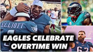 Philadelphia Eagles Celebrate Overtime win vs Washington Commanders