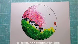 How to draw Spring theme painting and fill it with color Beginner painting teaching Learn to paint