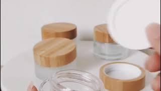 5g 10g 20g 30g 50g 100g 200g  glass jar with bamboo lid for cosmetic cream jar