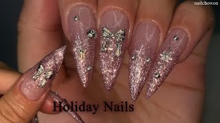 홀리데이네일 Holiday Nails / 셀프네일 / 겨울네일 / 반사글리터 / 핑크네일 / asmr / 네초 nailchowon