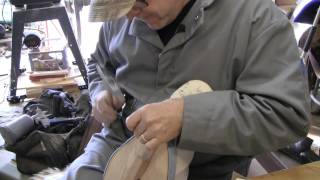 Adding the canvas skin to the wood and wire framed, North Carolina style goose decoy