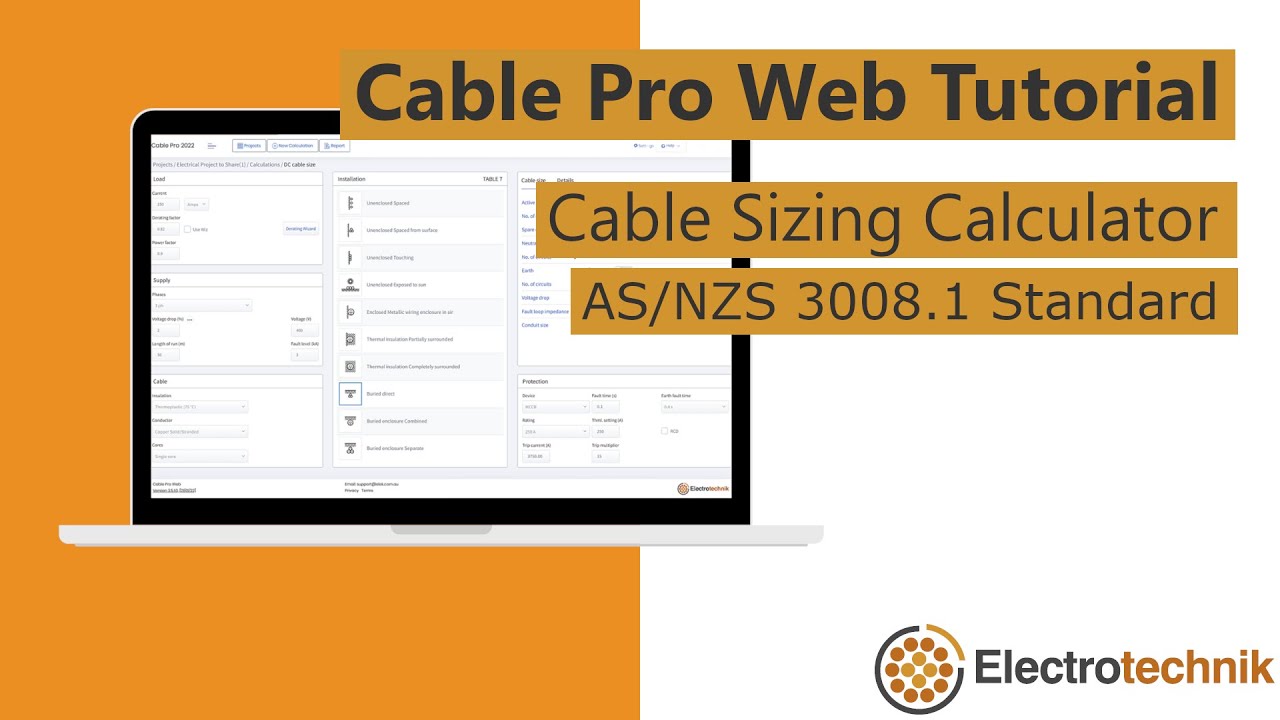 Maximum Demand Calculations Elek Cable Pro Web Software