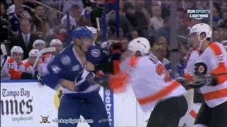 Luke Schenn vs Vincent Lecavalier Jan 27, 2013