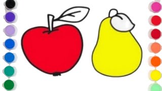 Fruits Drawing, Colouring and Painting for Kids, Toddlers | How to Draw Fruits, Tiny Brush.