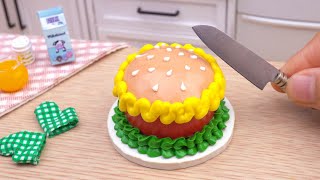 Satisfying Miniature HAMBURGER CAKE Decorating 🍔| Fancy Tiny Buttercream Cake Recipe Tutorial