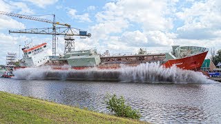 Ship Launch of Cement Carrier NORDEN at Royal Bodewes shipyard