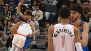 Victor Wembanyama stares down Chet Holmgren after going through him for dunk ๐