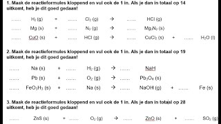 Hoe maak ik een reactievergelijking kloppend? Of reactieformules kloppend maken!