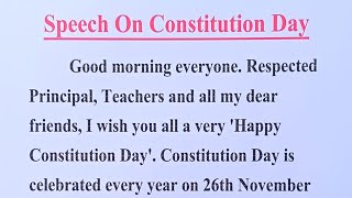 Speech On Constitution Day/Constitution Day Speech in English/Short Speech On Constitution Day