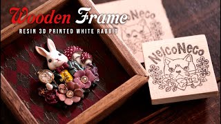 [White rabbit] Handmade wooden frame and rubber stamp DIY