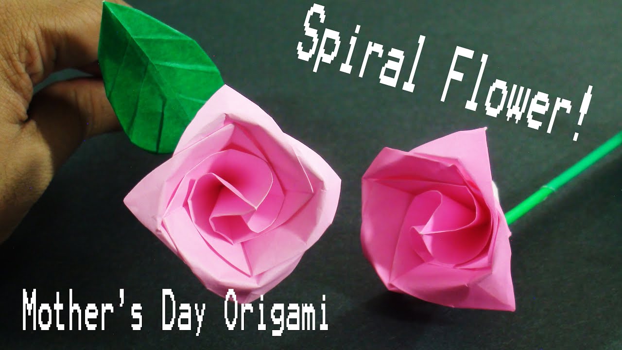 How To Make A Paper Flower For Mother's Day (Origami Spiral Flower ...