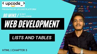 HTML Tutorial : Lists And Tables | Web Developement tutorial | Chapter 3