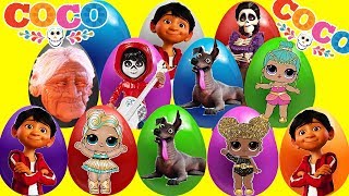 15 Disney COCO 15 Mega Play Doh Surprise Eggs Compilation, LOL Surprise Confetti POP Dolls