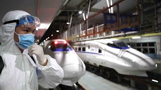 China disinfects high-speed trains during Spring Festival travel rush