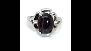 Cats Eye Scapolite 2.87ct Rhodium Finish Solid 925 Sterling Silver Ring