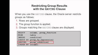Oracle SQL Video Tutorial 31 - HAVING Clause