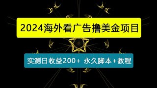 海外看广告撸美金项目，一次3分钟到账2.5美元，注册拉新都有收益，多号操作，日入1000+