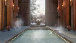 Roman Bath in Spring Ambience | Onsen Sounds for Sleep | Water Spa asmr