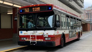 TTC Full Westbound Ride Video on 1010 on route 512 St Clair Replacement Bus to Oakwood Avenue