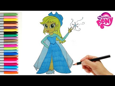 My Little Pony transforms Applejack in Elsa Frozen. Drawing and Coloring pages My Little Pony transforms Applejack in Elsa Frozen. Drawing and Coloring pages