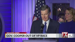 NC Gov. Cooper opts out of VP selection amid Lt. Gov. concerns