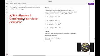 NJSLA Released Items Algebra 1 Quadratic Functions Features and Solving Quadratic Equations 24