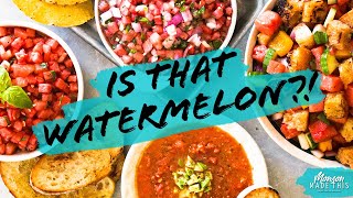 EASY Vegan Watermelon Recipes | No-Cook Summer Dishes - Bruschetta - Pico - Gazpacho - Panzanella