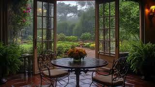 Cozy Balcony Tea Room | Relaxing Piano and Rain Sounds for a Tranquil Evening ☕🎶