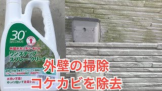 外壁のコケとカビの除去作業をしました。ワンステップスプレークリーナー