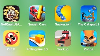 Troll Qyest USA Adventure, Smash Cars, Snaker.io, The Catapult 2, Rolling Line 3D, Suck.io, Zooba