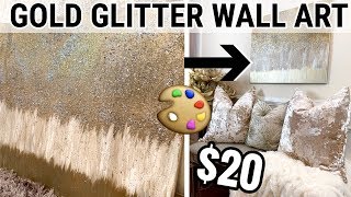 DIY Gold Glitter Wall Art! | Metallic Wall Art Home Decor