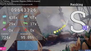 osu! | dokidokilolixx 🇭🇰 | Yu Tokiwa - Shounen Ripples [NiNo's Insane] +HD,DT 95.86% FC 303pp #1