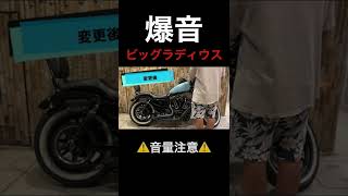 【ハーレーカスタム】爆音！マフラー交換取り付け後比較！ビッグラディウスの威力！ハーレーダビッドソンアイアン1200カスタム＃Shorts