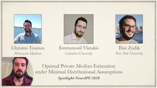 [NeurIPS 2020] Optimal Private Median Estimation under Minimal Distributional Assumptions (3mins)