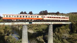 いすみ鉄道　上総中川～城見ヶ丘　　キハ52+キハ28　急行1号　2022年2月5日