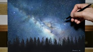 【油絵-タイムラプス】天の川 銀河　Oil Painting - TimeLapse｜The Milky Way Galaxy