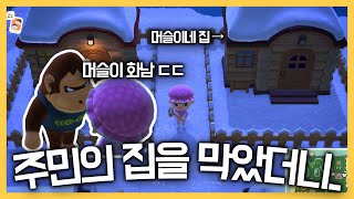 [모동숲] 주민이 자러 갈 때 집을 울타리로 막으면 어떻게 될까?