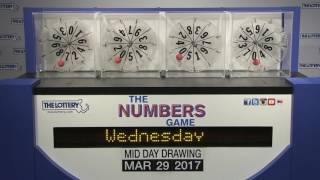 Midday Numbers Game Drawing: Wednesday, March 29, 2017