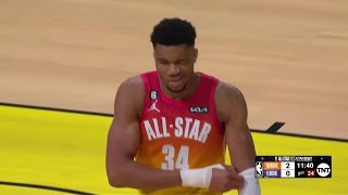 Giannis immediately subs out after scoring first points | 2023 NBA All-Star Game
