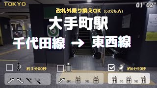 【大手町駅】千代田線から東西線へ　== ♿️ 車椅子・ベビーカーで乗り換え==