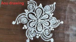 Easy beautiful rangoli tricks using 7 dots step by step for beginners||simple rangoli tricks||