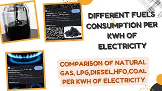 Comparison of Different Fuels required to produce 1KWH of electricity!# LPG #Diesel # Gas # HFO#Coal