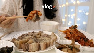 ENG SUB) korea vlog🍖 Cooking Suyuk, Braised Mackerel, Making Kimchi Pancake, Hotteok | Living Alone