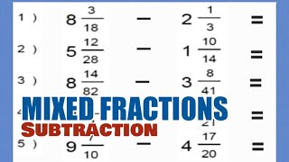 Subtraction of MIXED FRACTIONS or NUMBERS | Basic? Must watch