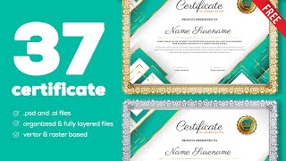 37 Modern Style Premium Certificate Template Free Download | New Certificate | Open File | Free