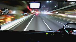 Hyper lapse truck driving at night 大型トラック車載