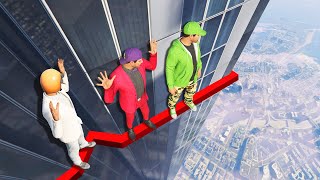 DEADLY BUILDING LEDGE CROSSING CHALLENGE! (GTA 5 Funny Moments)