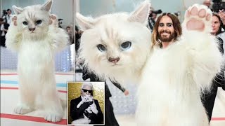 Jared Leto hits the Met Gala red carpet as Karl Lagerfeld's beloved cat Choupette... who the late