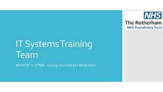 EPMA - Giving Unscheduled Medication